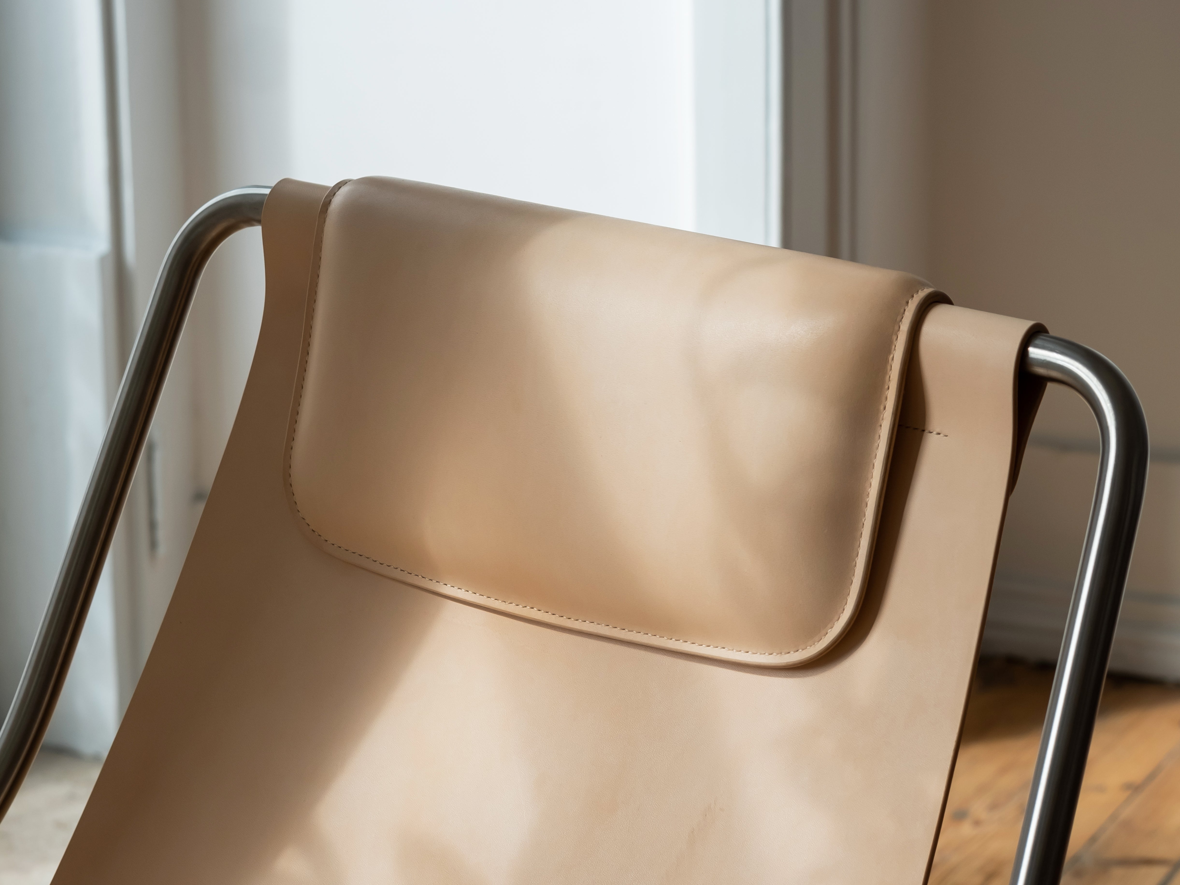 2x LISBOA - Minimalist Stainless Steel Armchair with Leather Finish