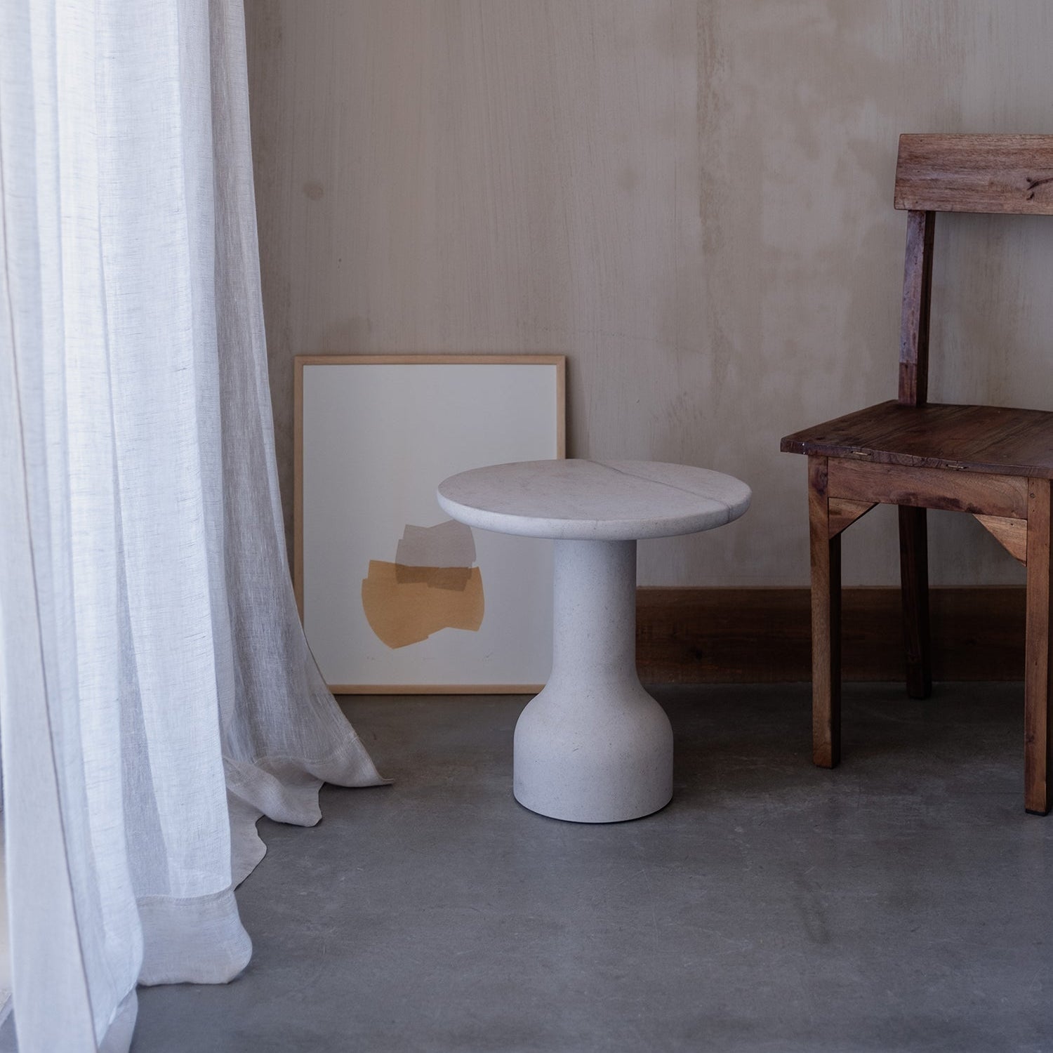 PESO Set – 3x Minimalist Round Side Table in Limestone