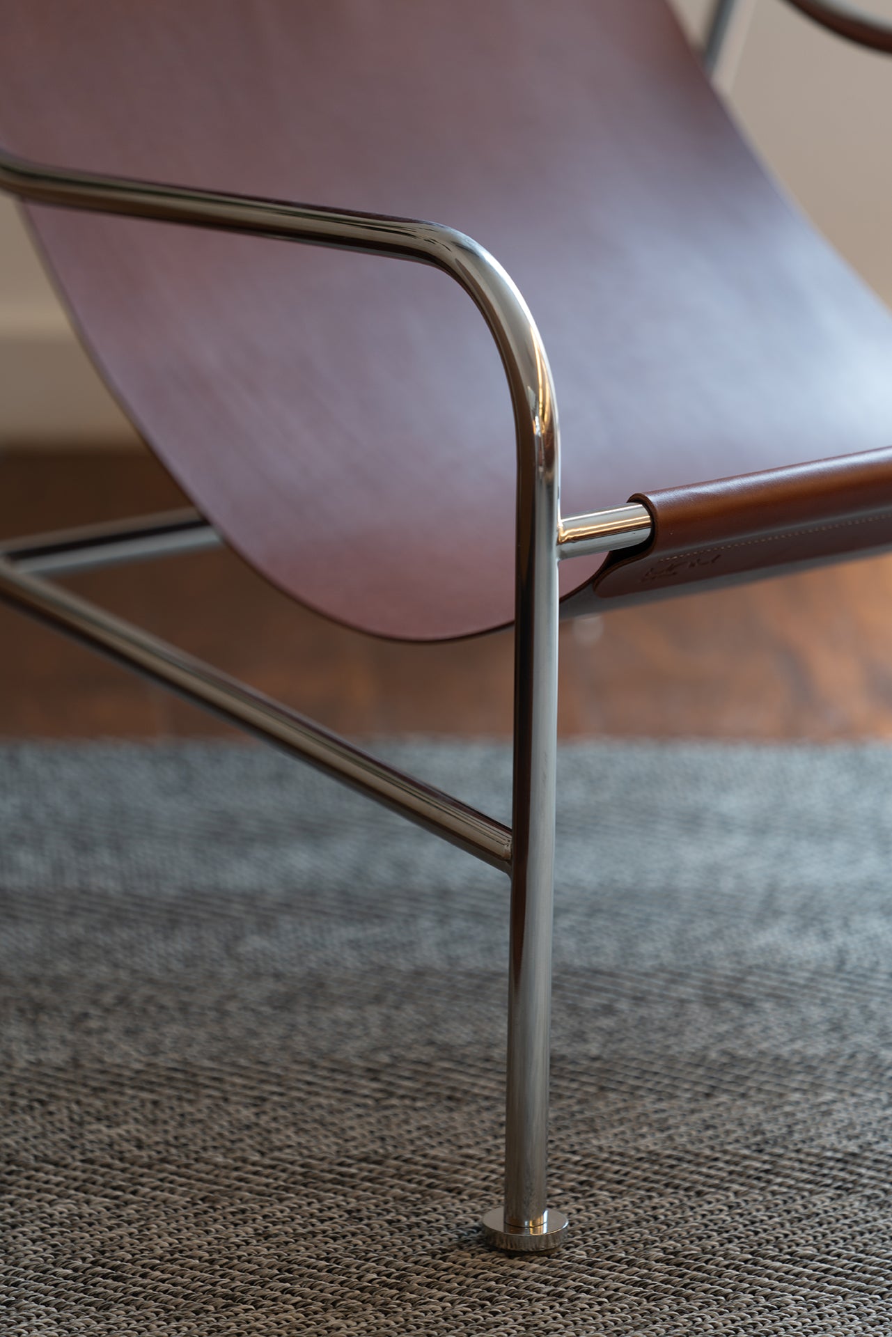 2x LISBOA - Minimalist Stainless Steel Armchair with Leather Finish