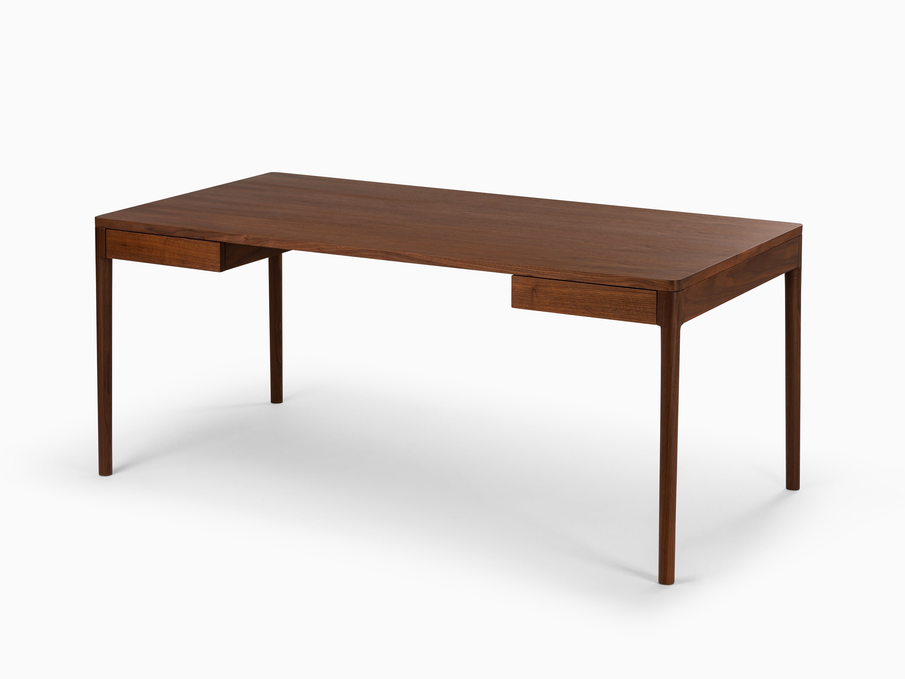 Office Set in Walnut - Front Desk & Cast Chair Leather Black