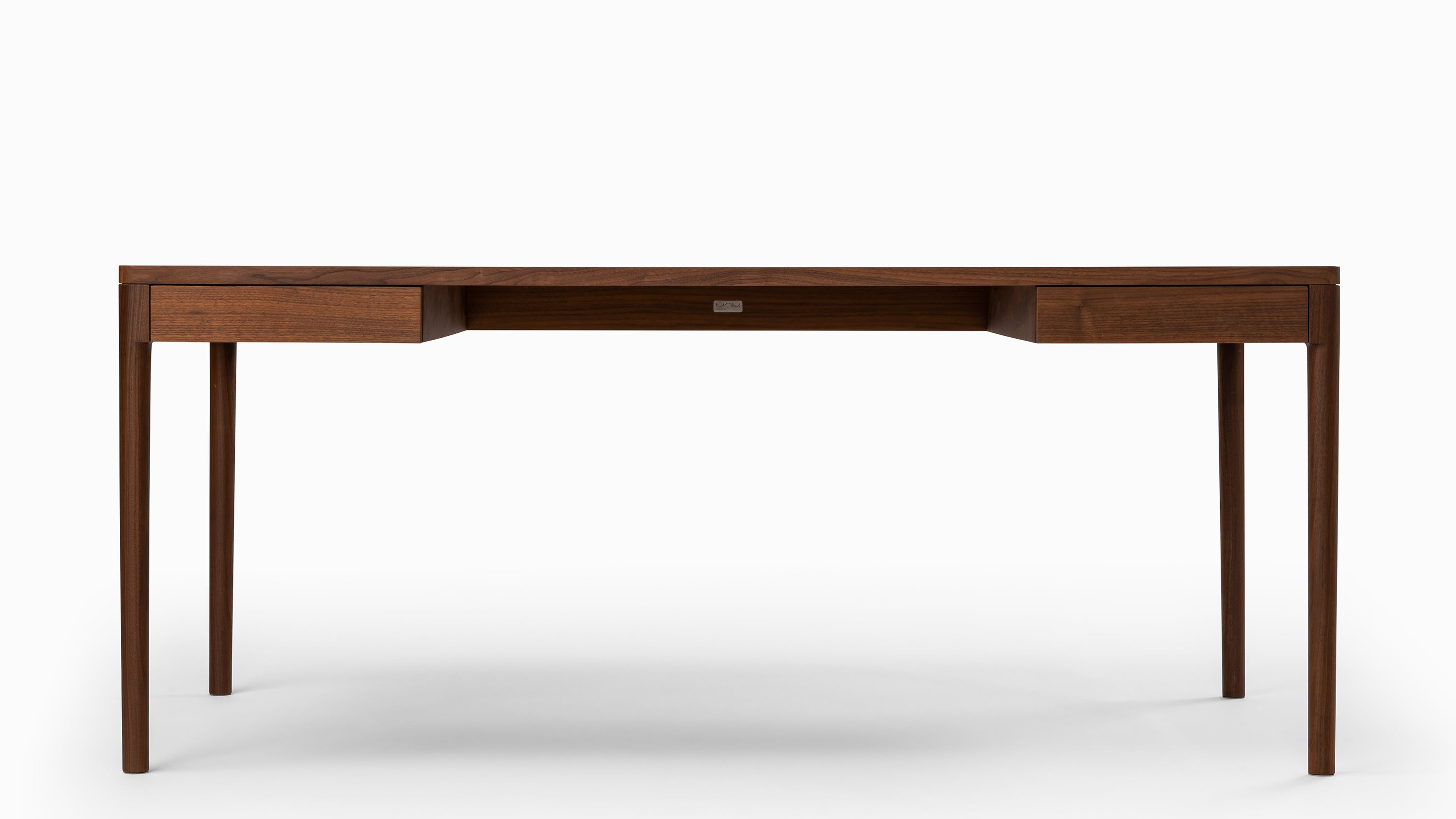 Office Set in Walnut - Front Desk & Cast Chair Leather Black