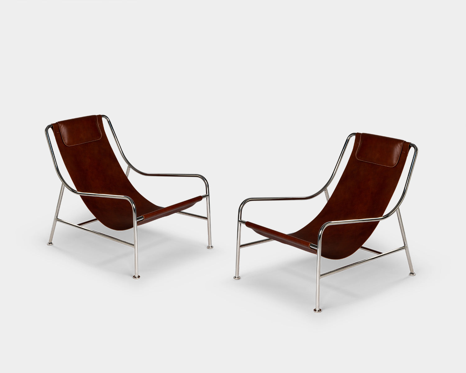 Minimalist Intdoor Living Room -Lisboa Chair in Leather - 2 Chairs