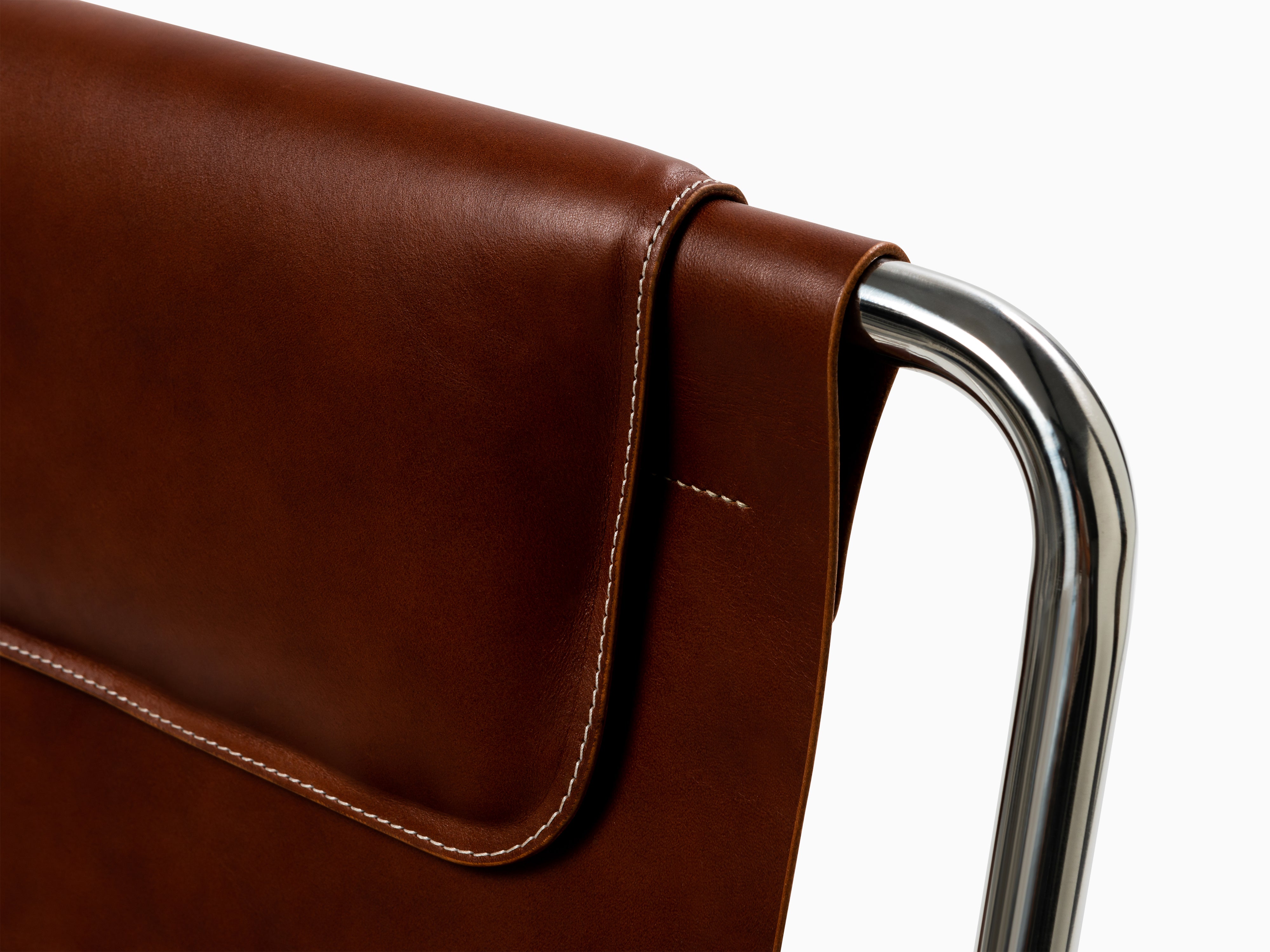 2x LISBOA - Minimalist Stainless Steel Armchair with Leather Finish