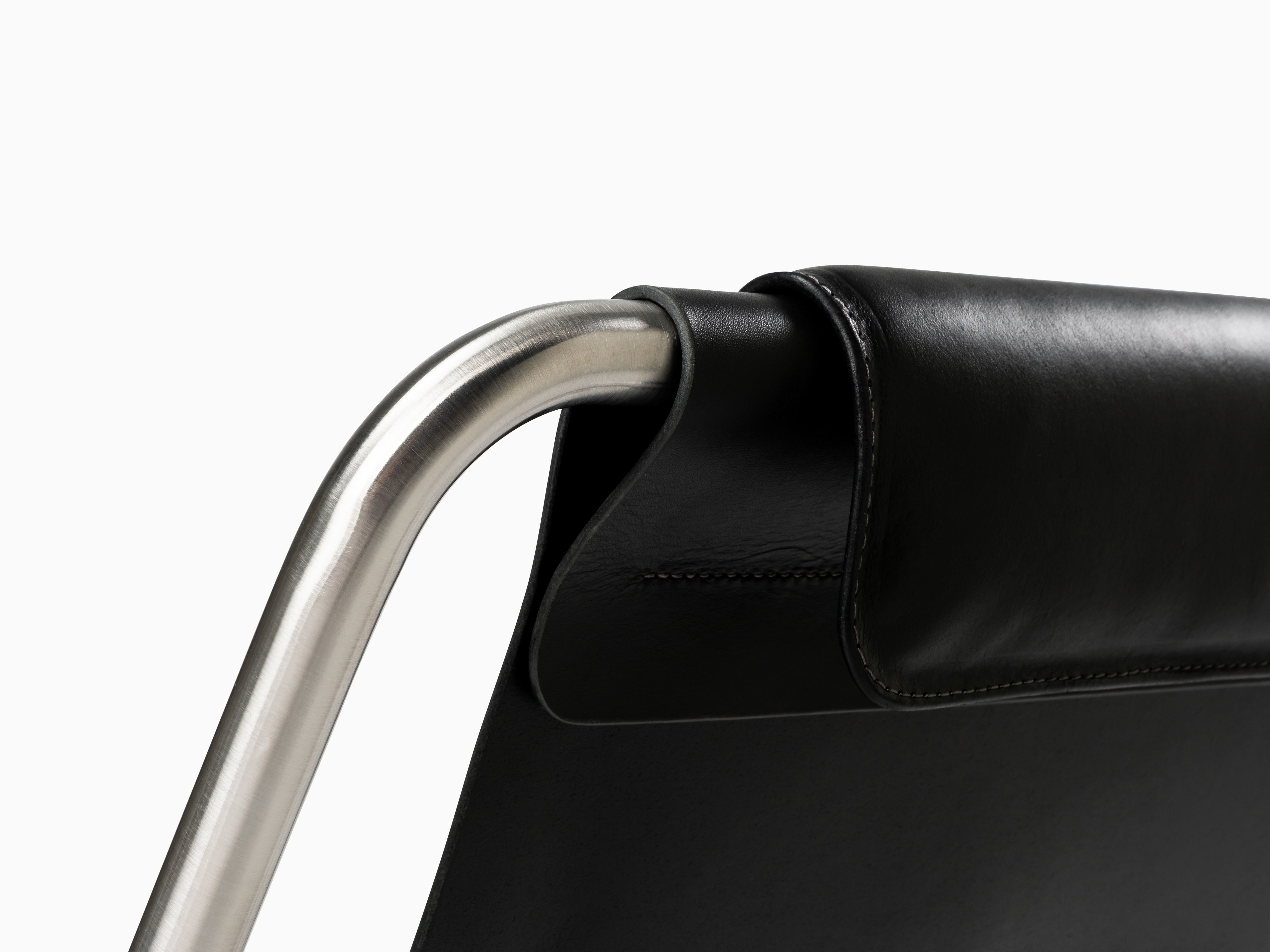 2x LISBOA - Designer Sling Chair in Leather and Stainless Steel