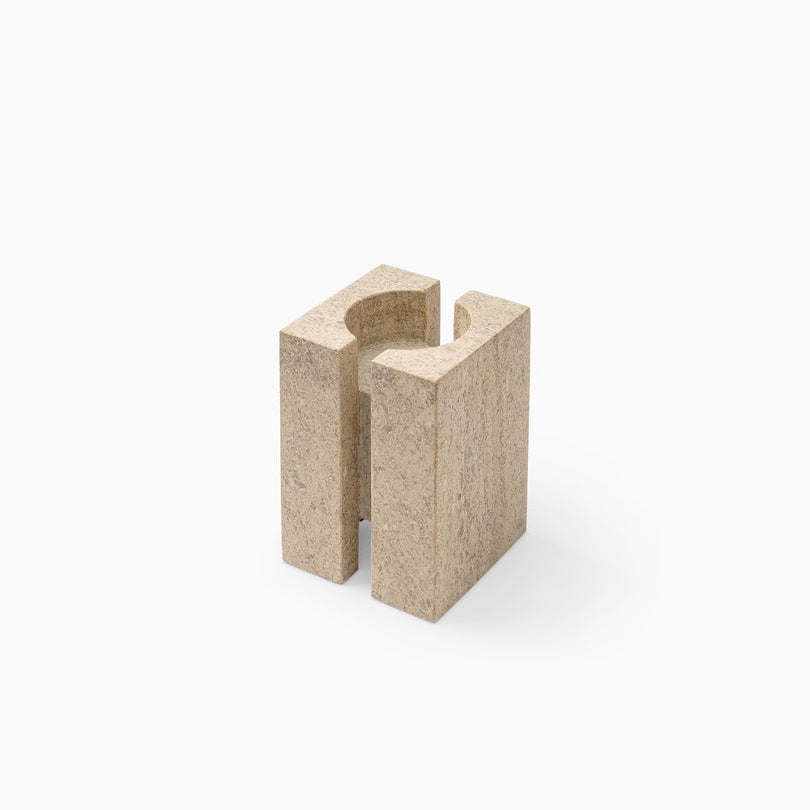 LEVE Set – 3x Sculptural Candle Holder in Limestone