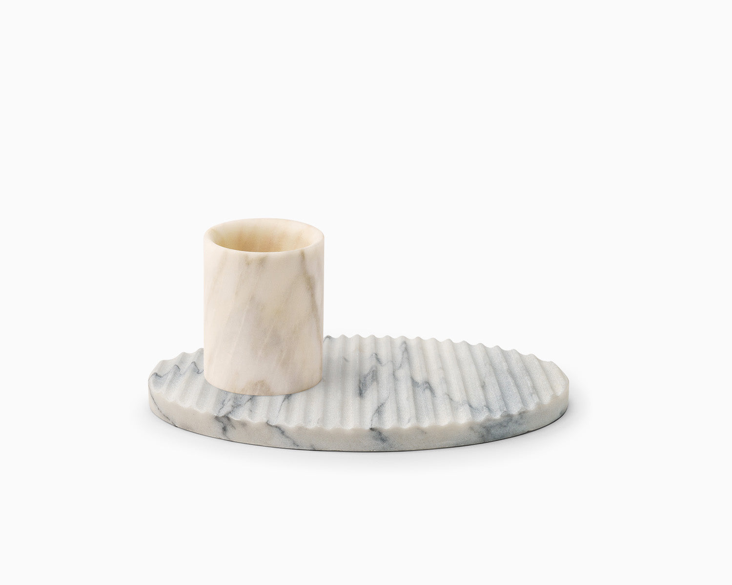 Pedra Collection Set - Sculptural Vase & Plate in Marble