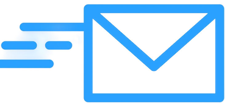 Blue email icon with a white background