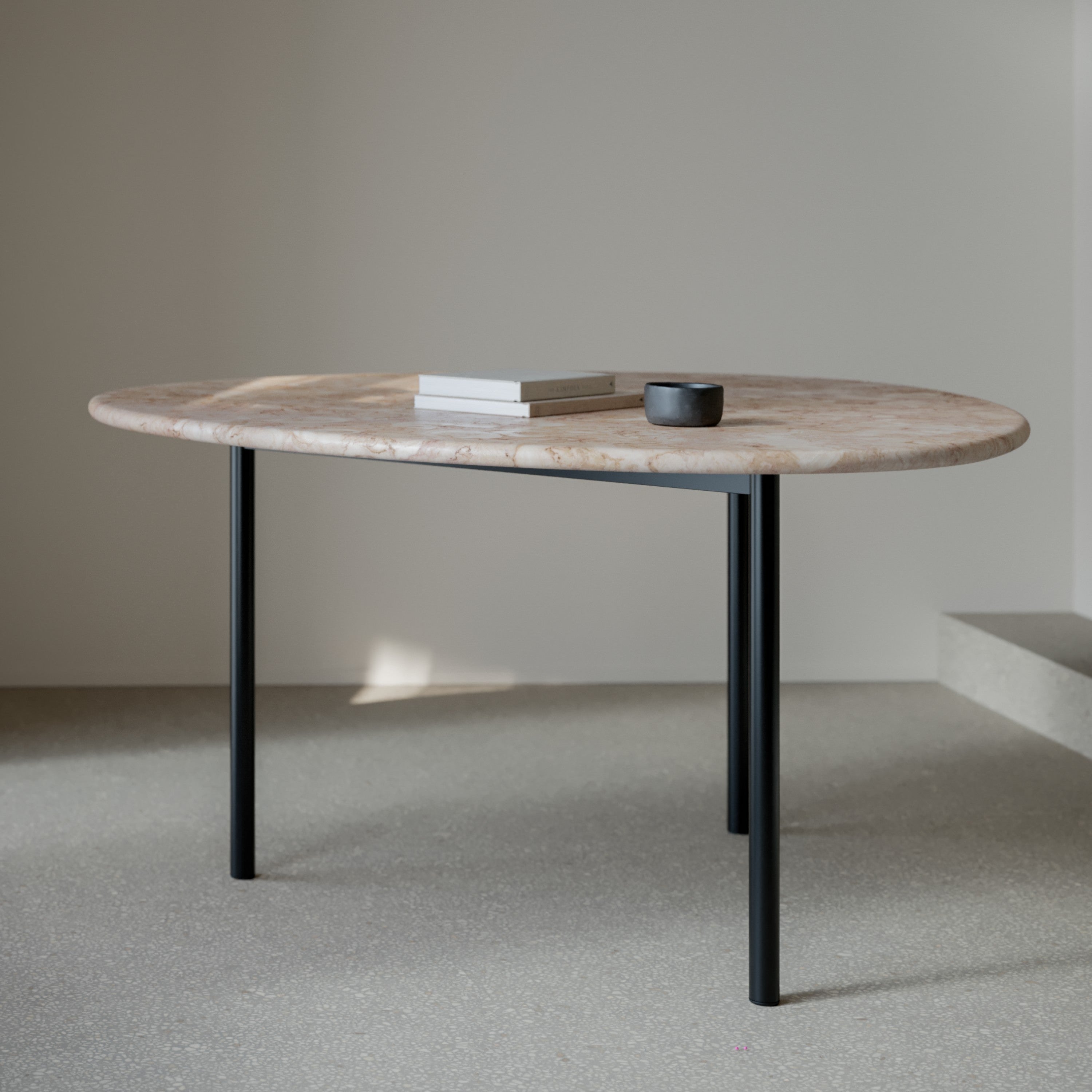 AITAI - Lioz Limestone Table & 6x Metal Frame Armchair by Kengo Kuma
