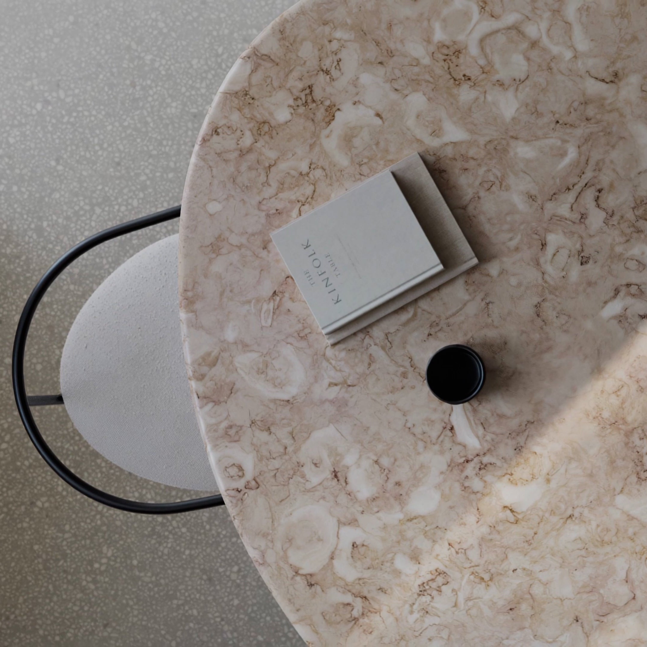AITAI collection: Lioz table with metal chair by Kengo Kuma 