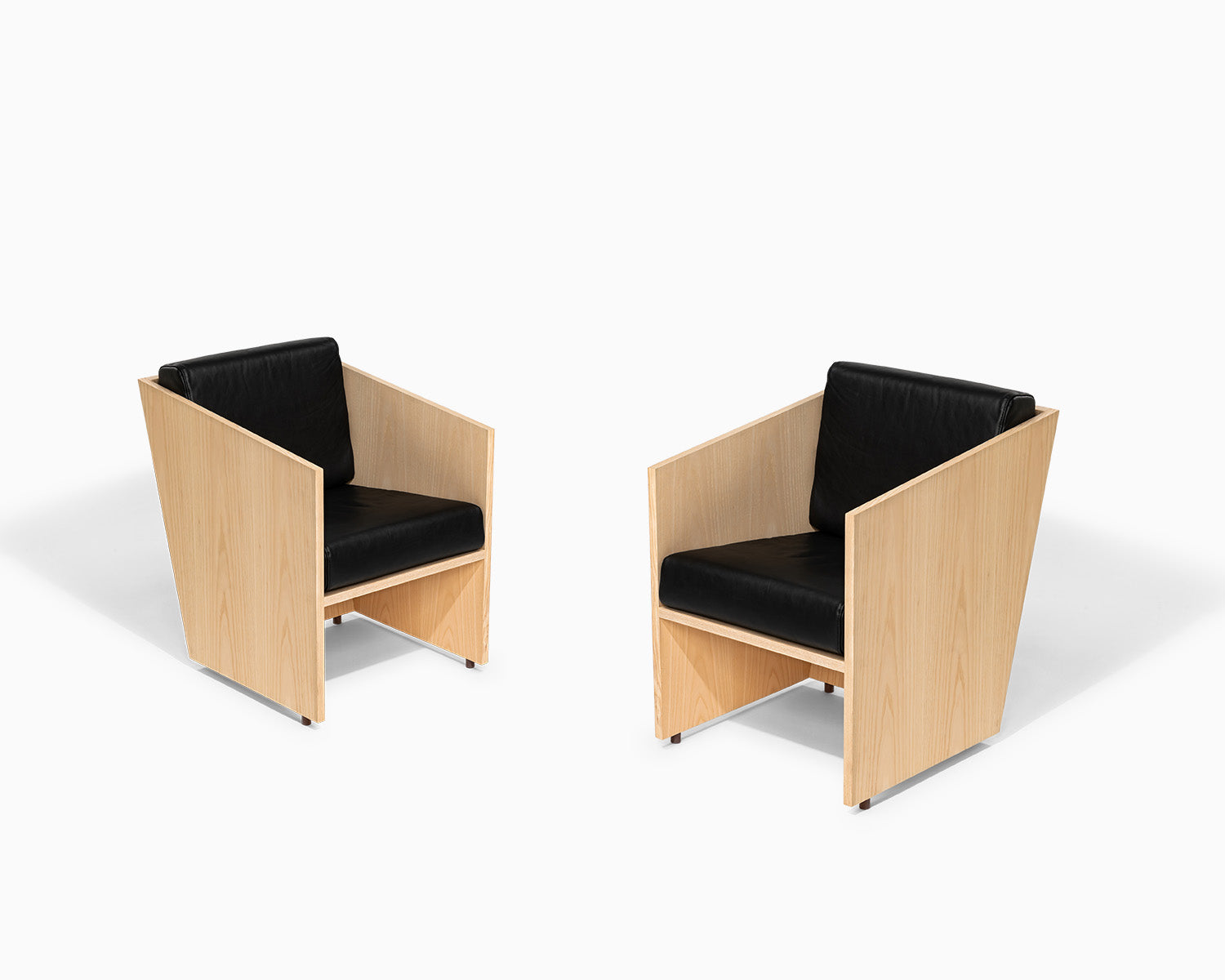 Álvaro Siza Vieira - Armchair in Ash Wood and Natural Leather - Set 2 chairs