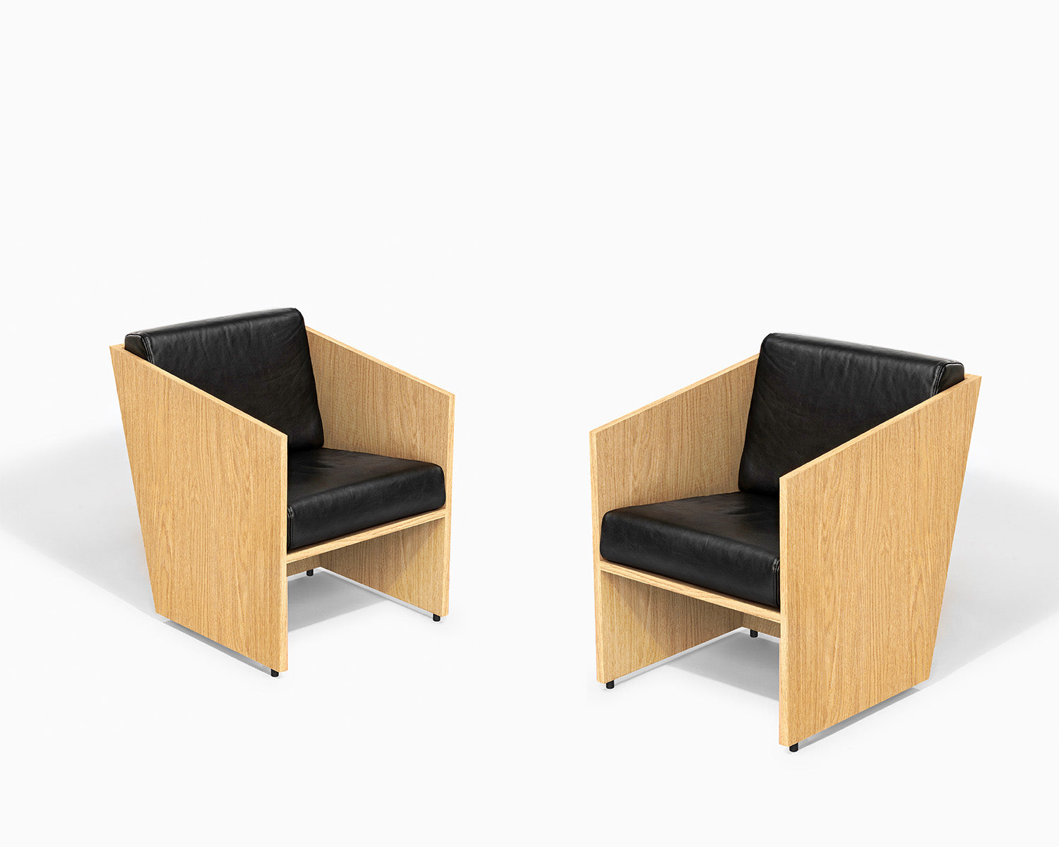 Álvaro Siza Vieira - Armchair in Oak Wood and Natural Leather - Set 2 chairs