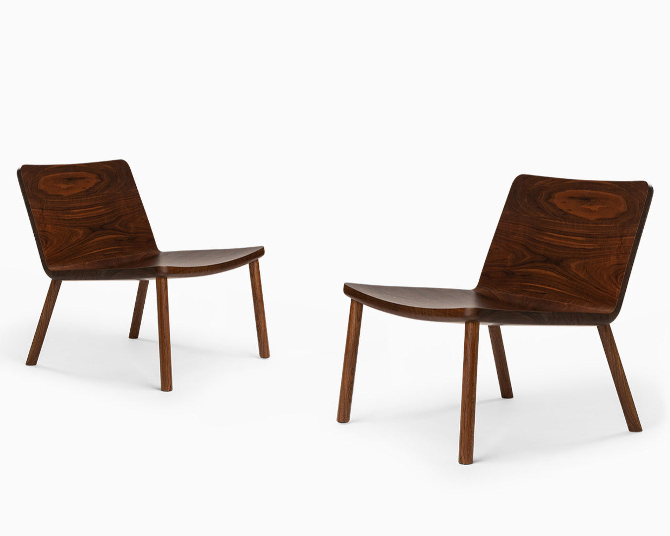 Minimalist Modern Lounge Chair in Natural Walnut ALLAY - 2 Chairs