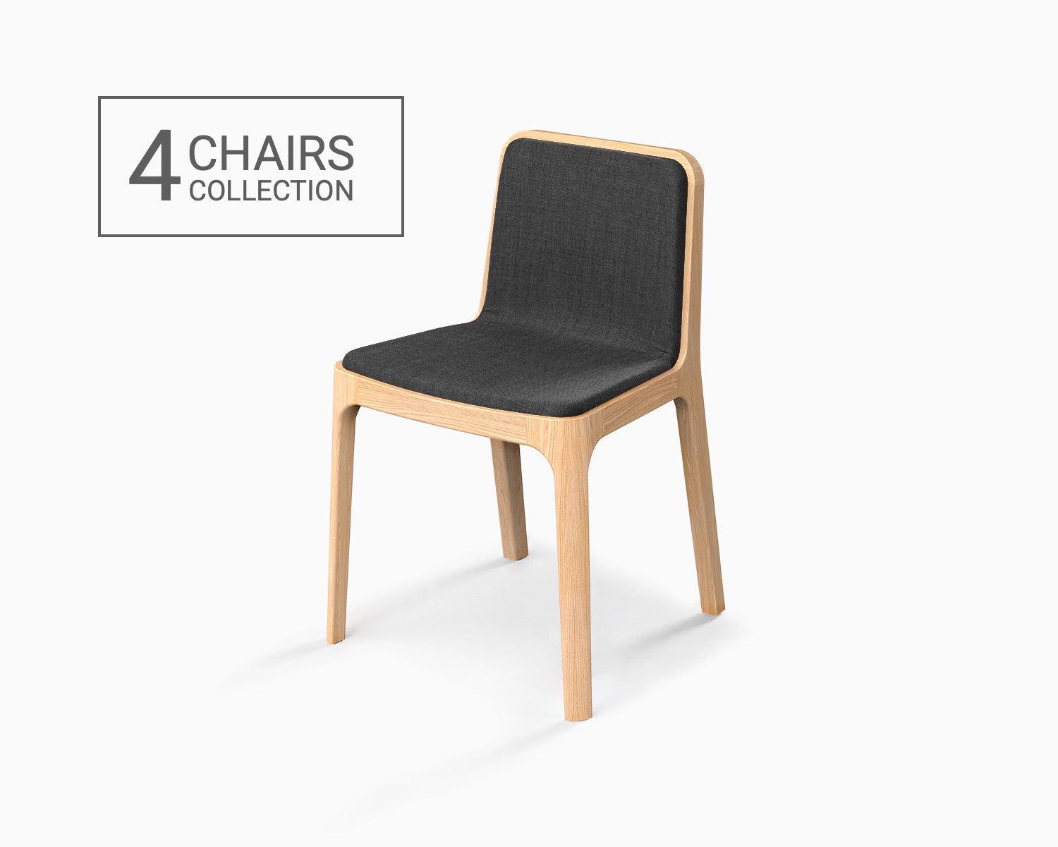 Minimalistischer moderner Stuhl aus Eschenholz und Lederguss-Kollektion – 6 Stühle