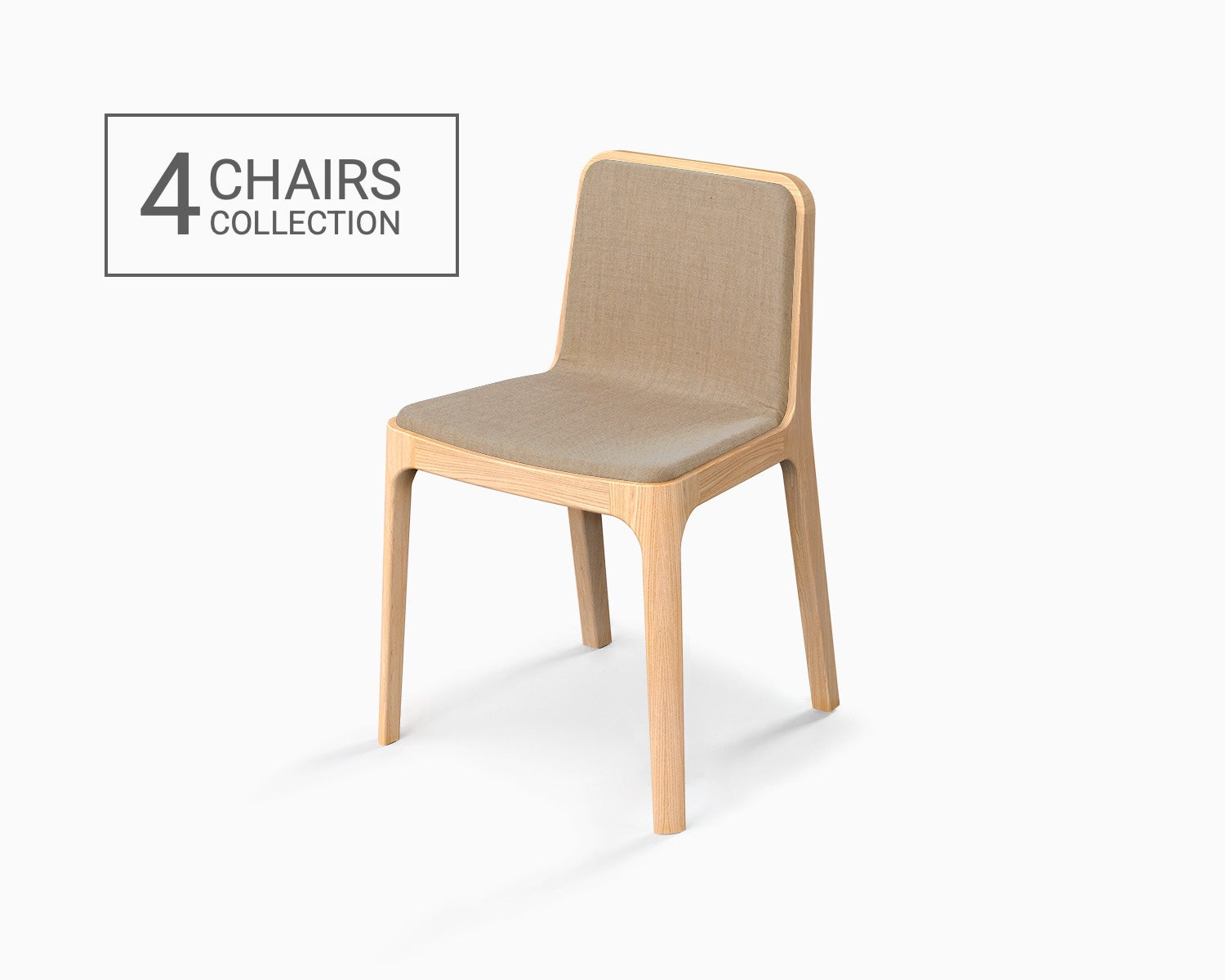 Minimalistischer moderner Stuhl aus Eschenholz und Lederguss-Kollektion – 6 Stühle