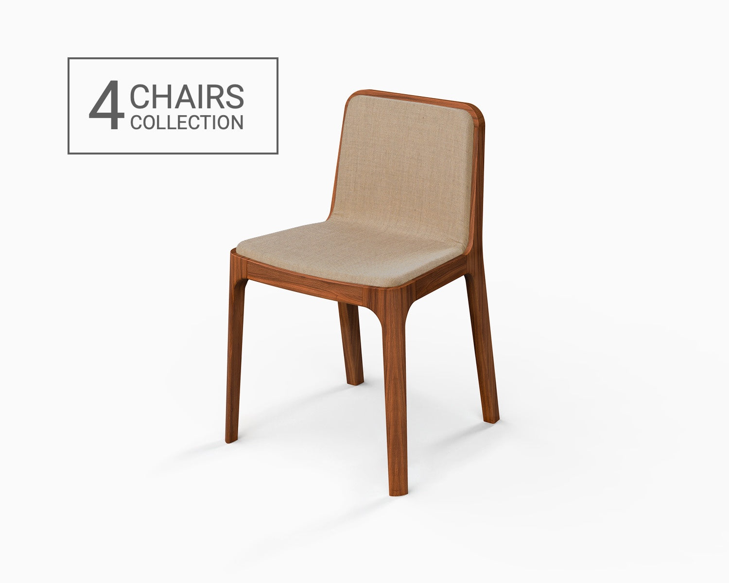 Minimalistischer moderner Stuhl aus Eschenholz und Lederguss-Kollektion – 6 Stühle