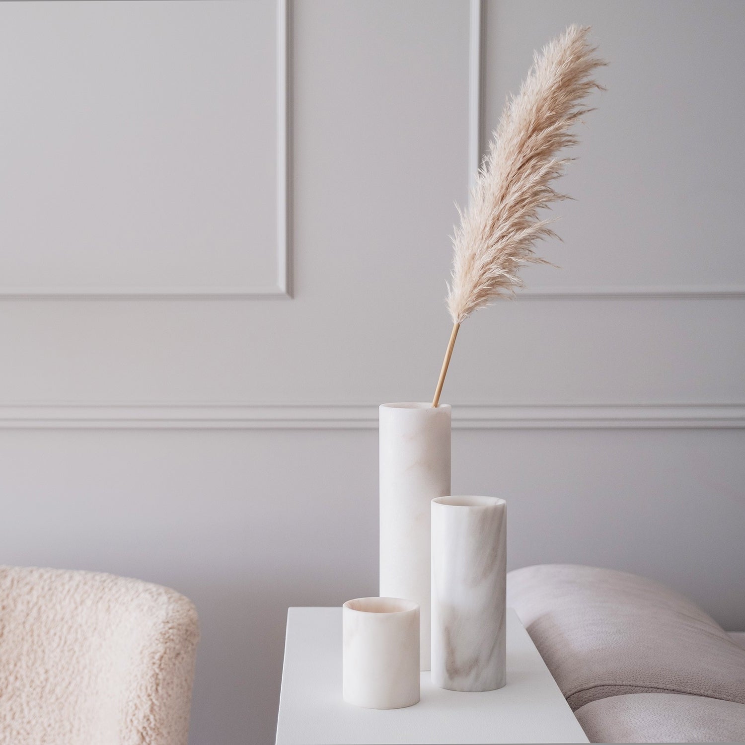 PEDRA Set – 3x Sculptural Vase in Marble