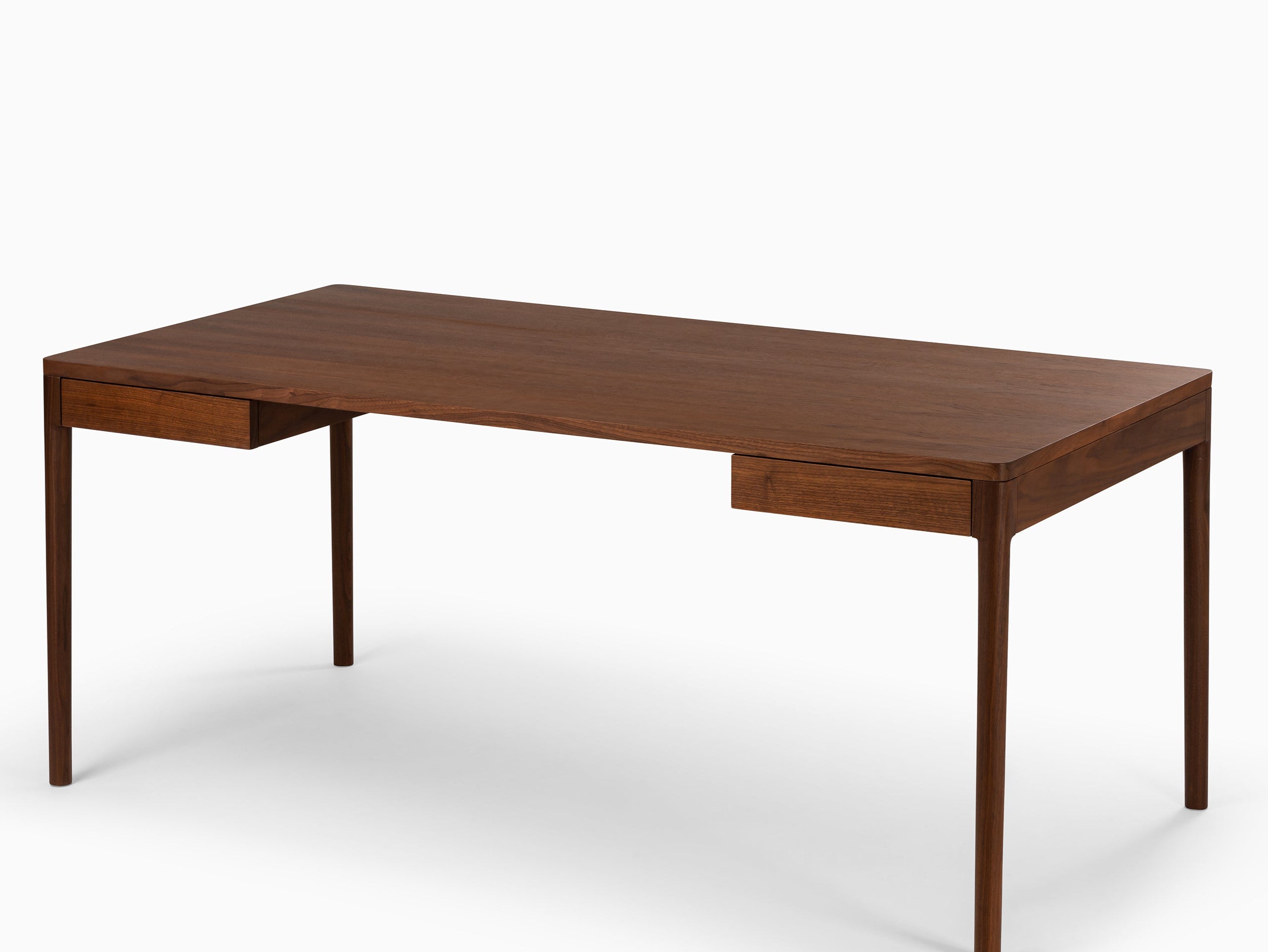 Office Set in Walnut - Front Desk & Cast Chair Leather Black