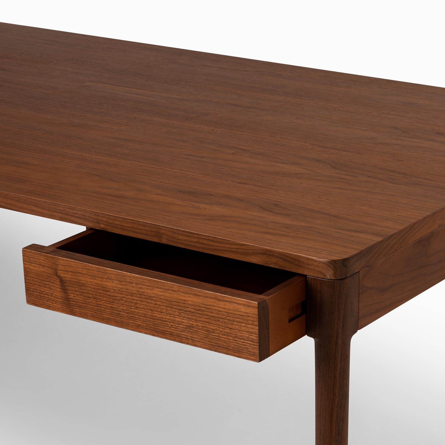 Office Set in Walnut - Front Desk & Cast Chair Leather Black