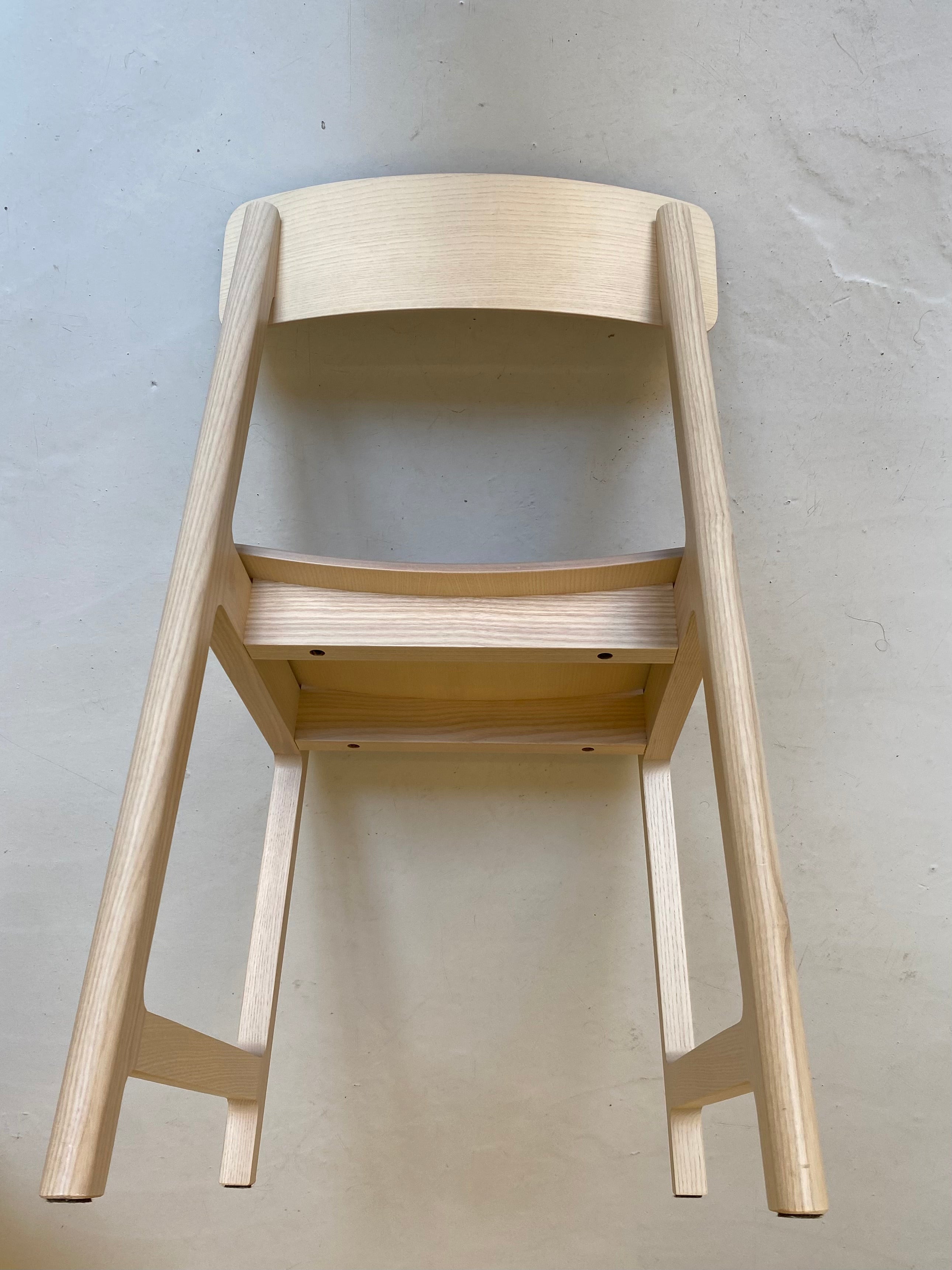 Minimalist Modern Chair in OAK Wood Frame Collection - 4 Chairs