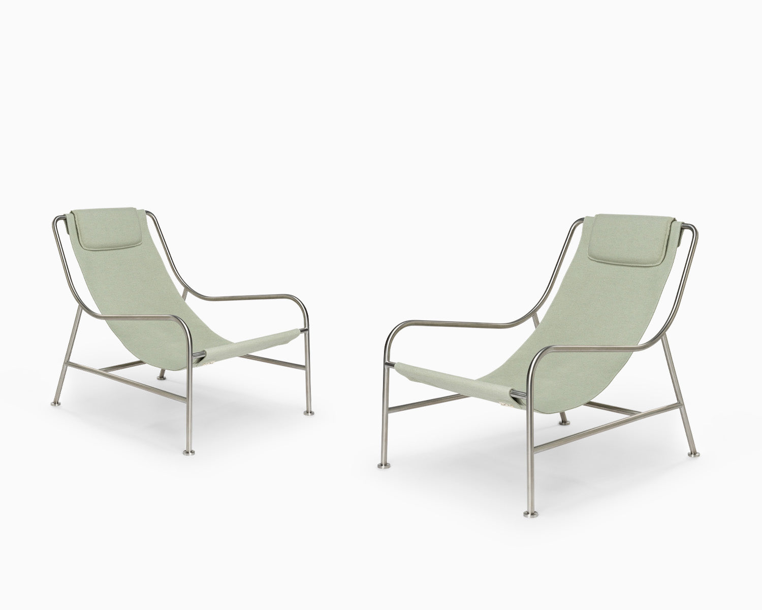 Minimalist Outdoor Lounge Chair in Fabric - 2 Chairs