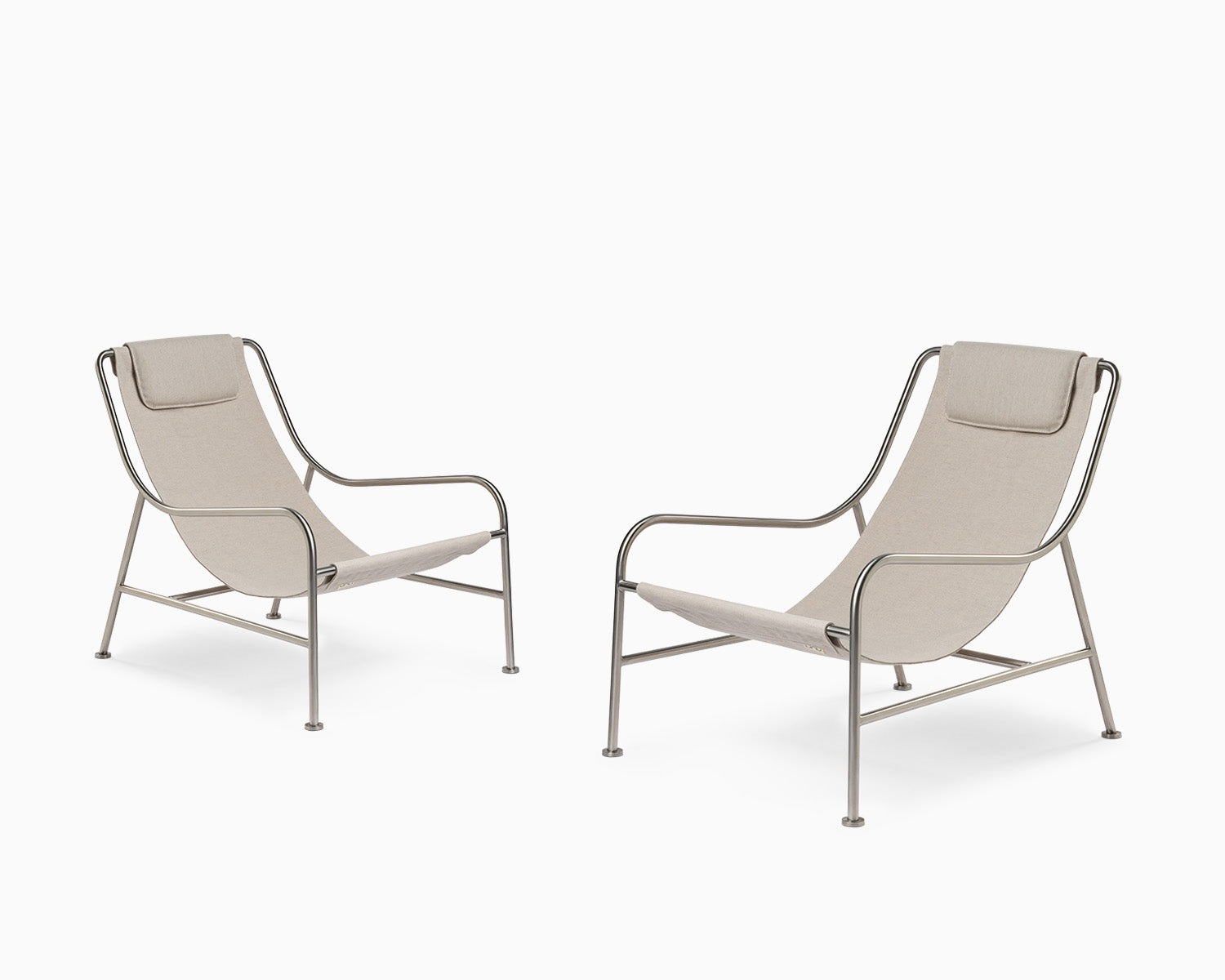 Minimalist Outdoor Lounge Chair in Fabric - 2 Chairs