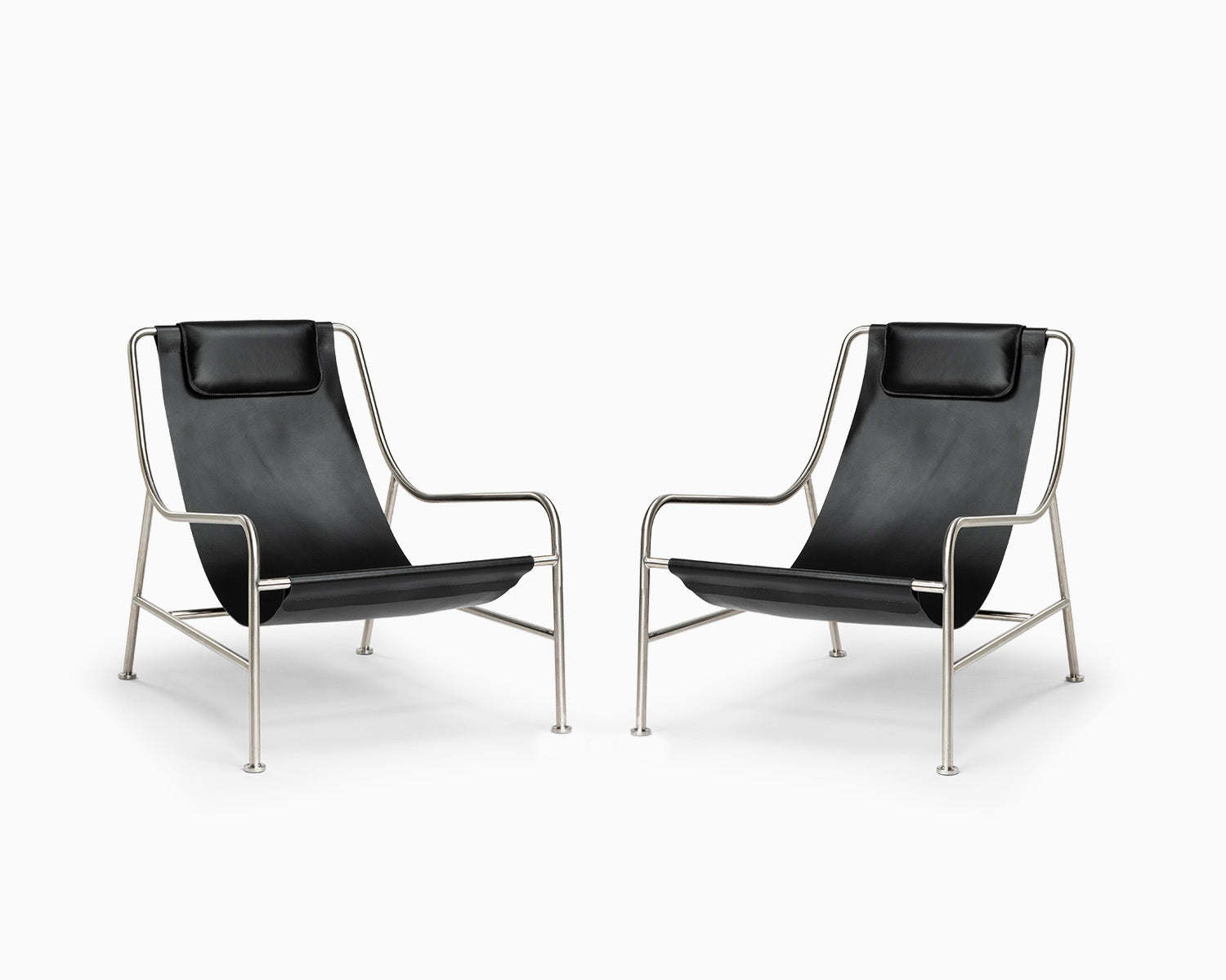 Minimalist Intdoor Living Room -Lisboa Chair in Leather - 2 Chairs