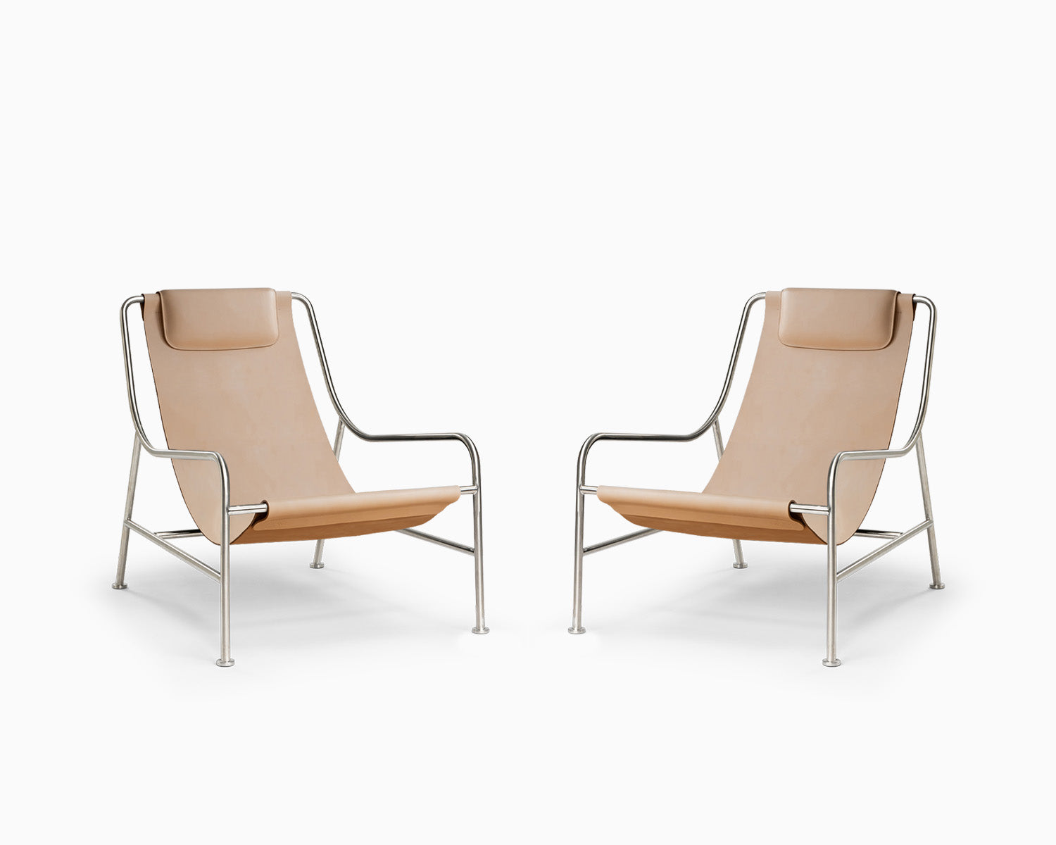 Minimalist Intdoor Living Room -Lisboa Chair in Leather - 2 Chairs