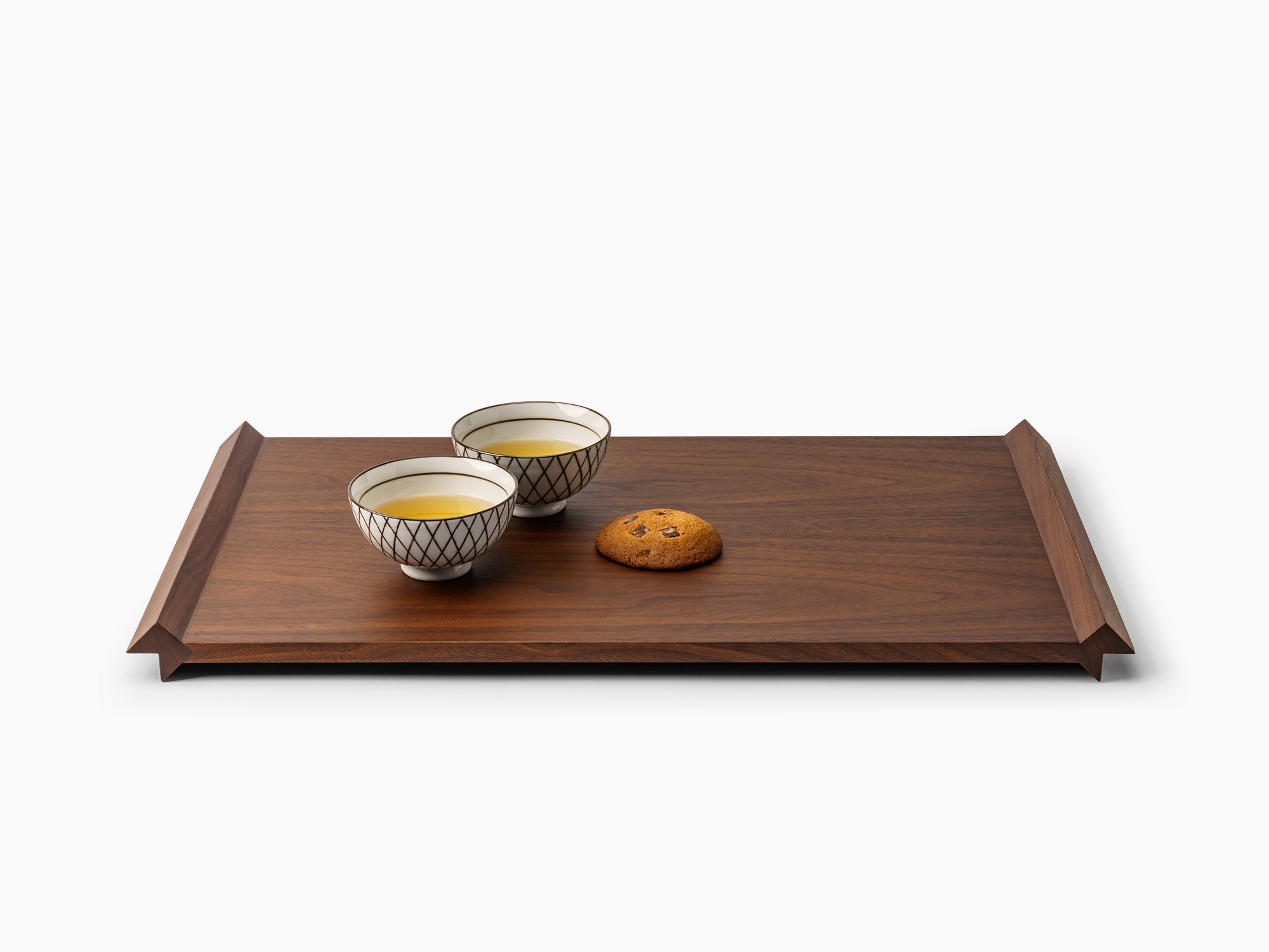 Minimalist Walnut Wood Tray - Set 2 pieces