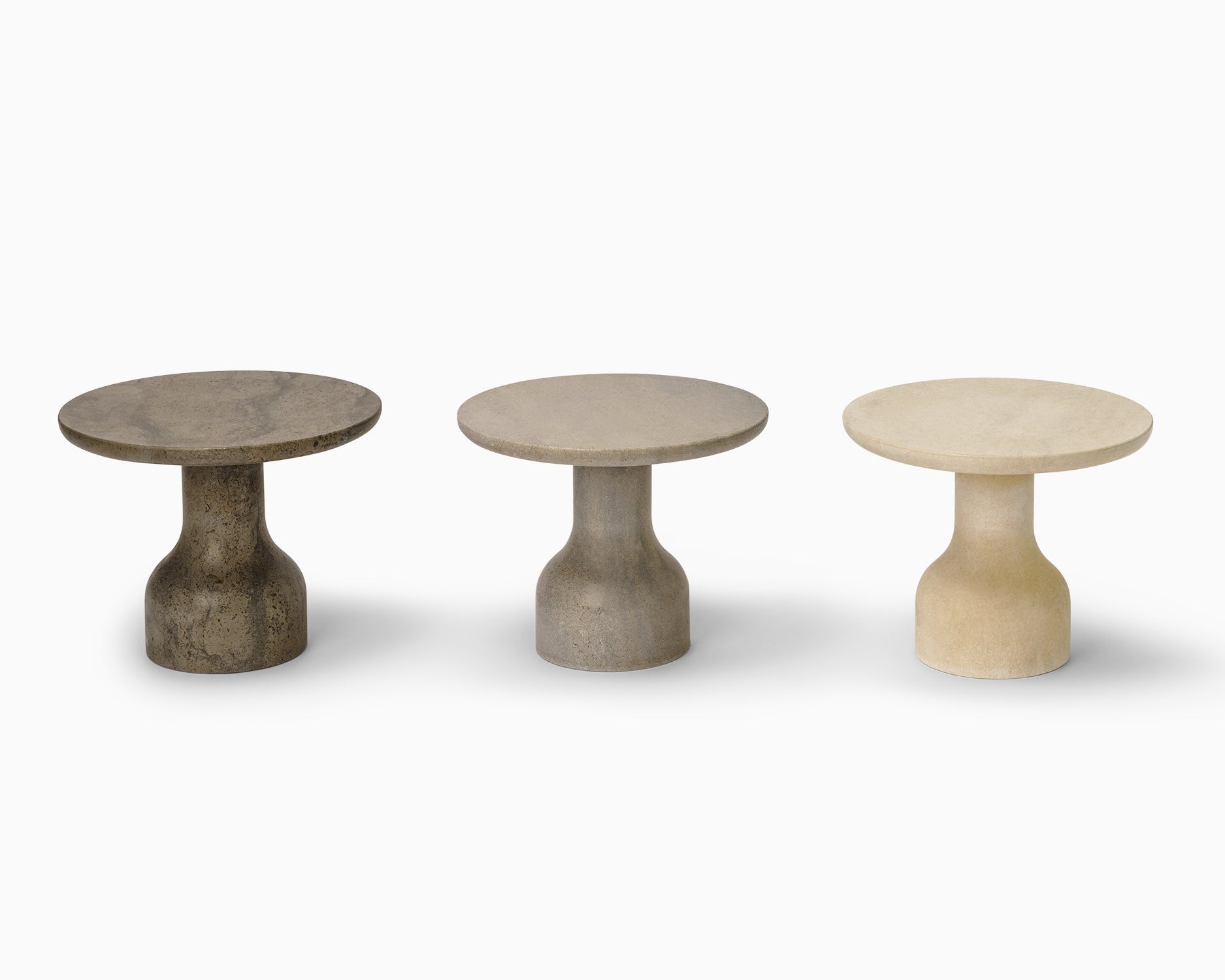 PESO Set – 3x Minimalist Round Side Table in Limestone