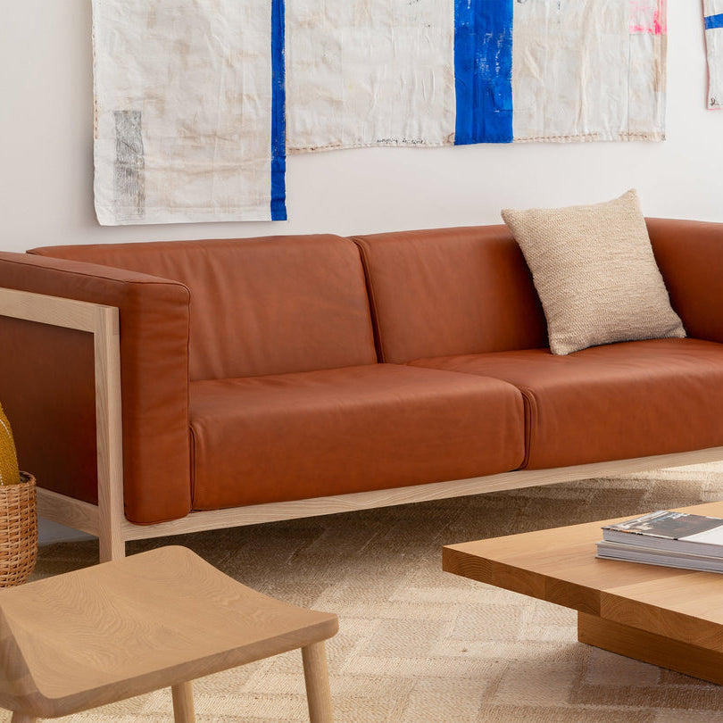 2x LIFT – Lounge Chair  & Three Seat Sofa in Solid Wood and Customizable Seat