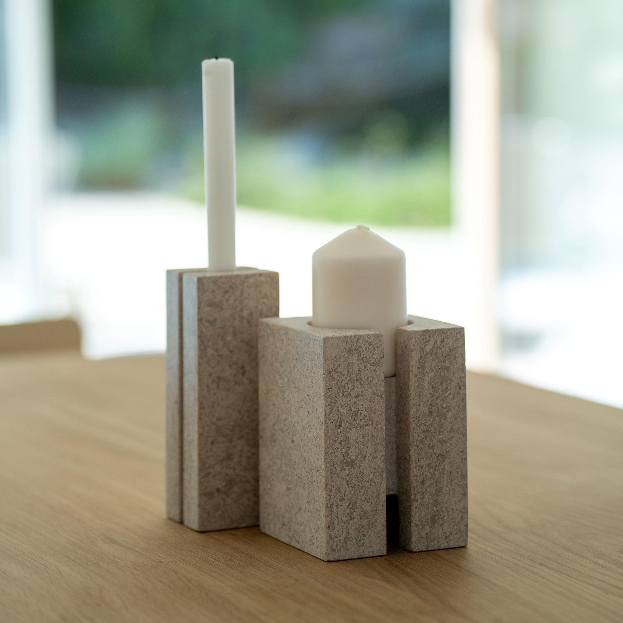 LEVE – Sculptural Candle Holder in Limestone