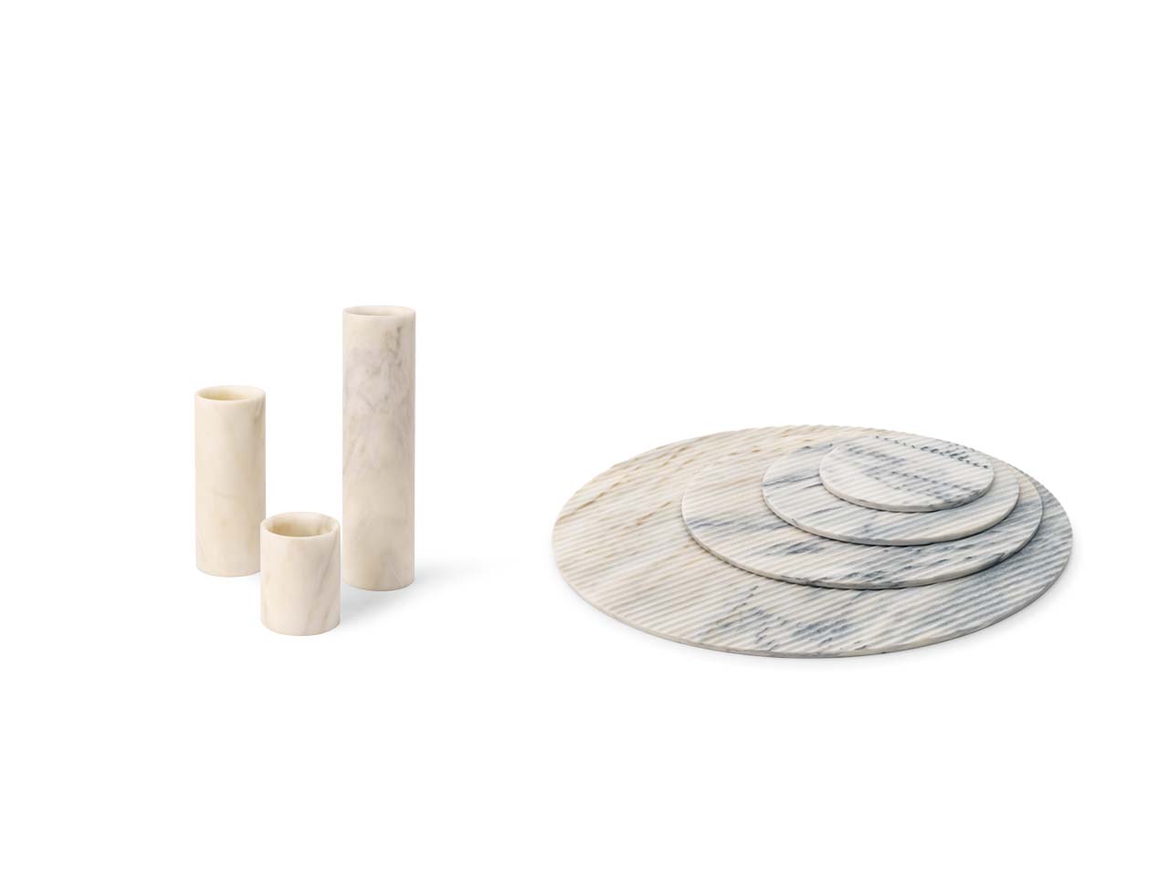 Minimalist Marble Vase Set 3 pieces + 1 Minimalist Marble Plate set 4 - 7 pieces