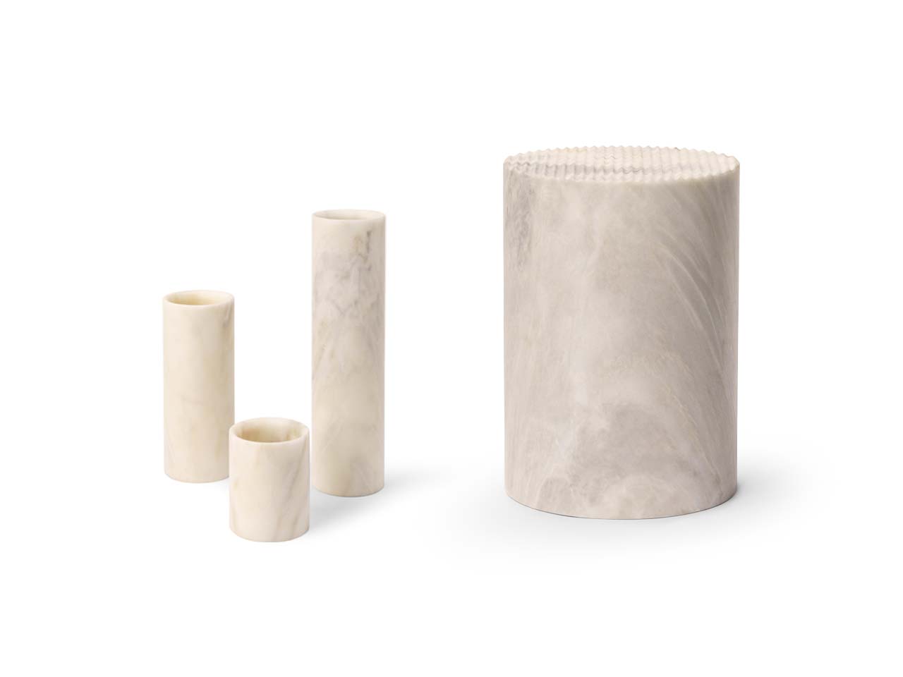 Pedra Collection Set - Sculptural Vase & Sidetable in Marble