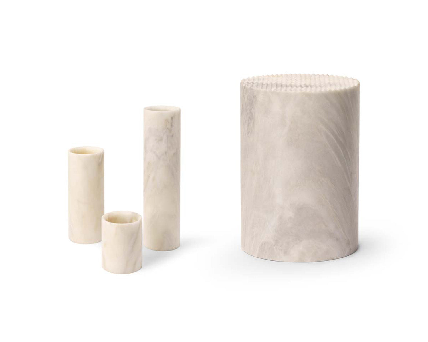 Minimalist Marble Vase Set 3 pieces + 1 Minimalist Marble Side Table